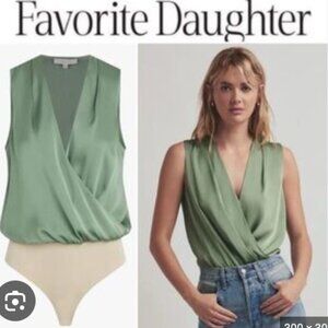 Favorite Daughter Date Blouse Bodysuit Sleeveless - Basil Sage Green Small $200